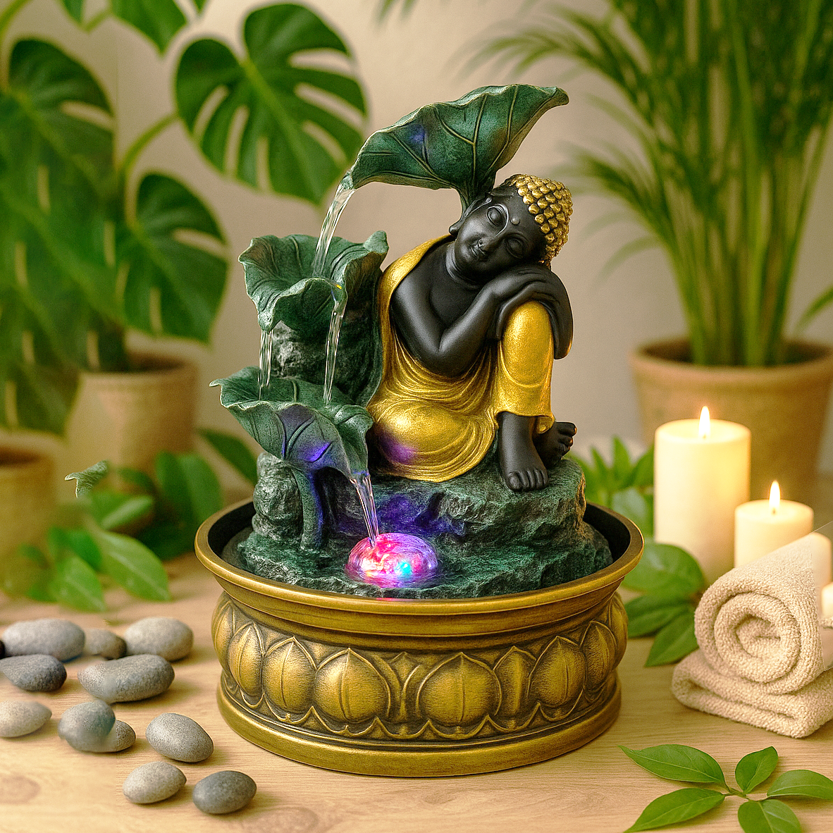 REGAL HOMEWARE Water Fountain for Living Room, Dining Room, Bedroom, Home Décor Item Indoor Outdoor, Item for Gift – Decoration Items, Colour-Multicolour (25H x 22L x 22W) cm