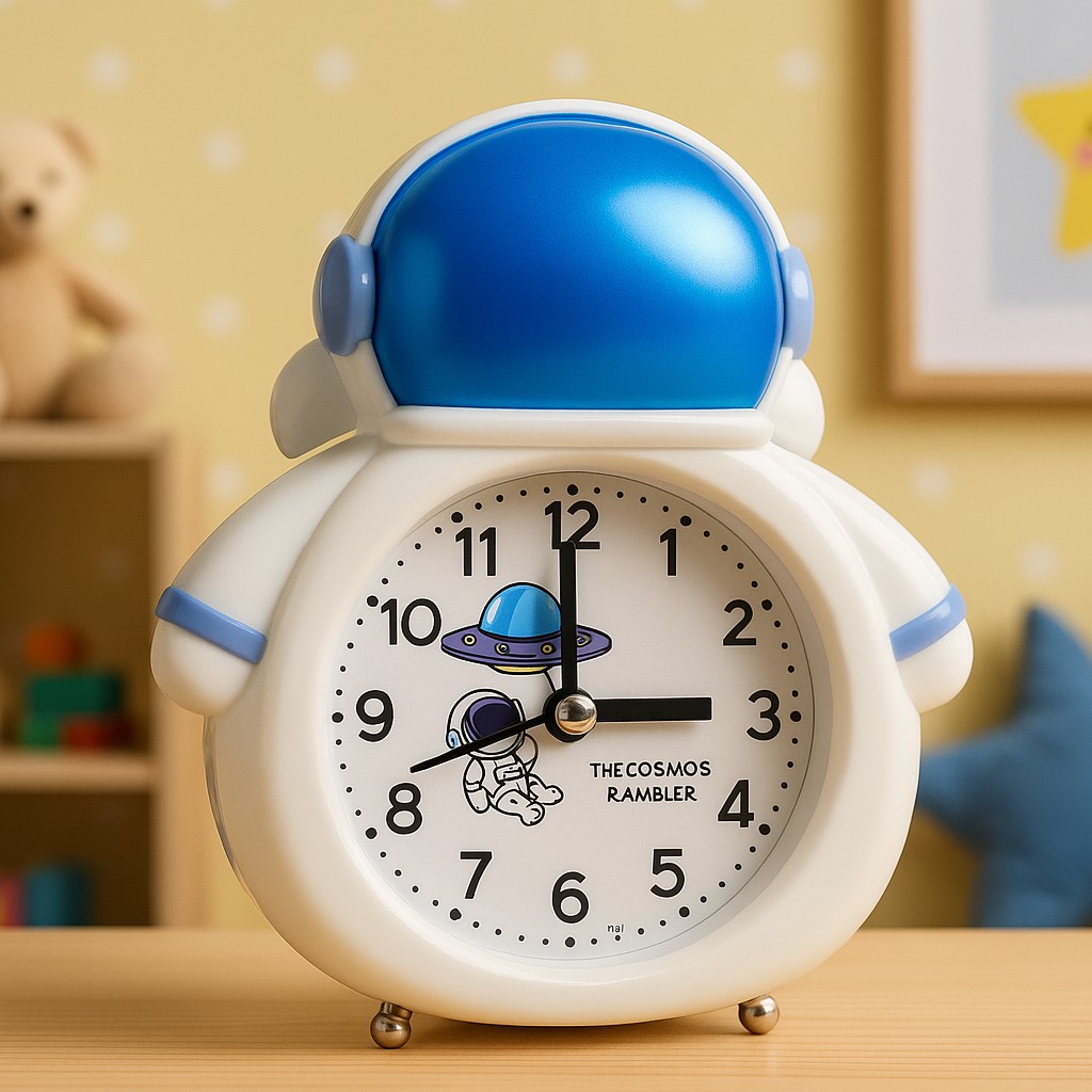 REGAL HOMEWARE Alarm Clock, Vintage Metal Twin Bell Alarm Clock for Students, Astronout Clock for Kids Desk Shalves with Night Light, Colour Blue