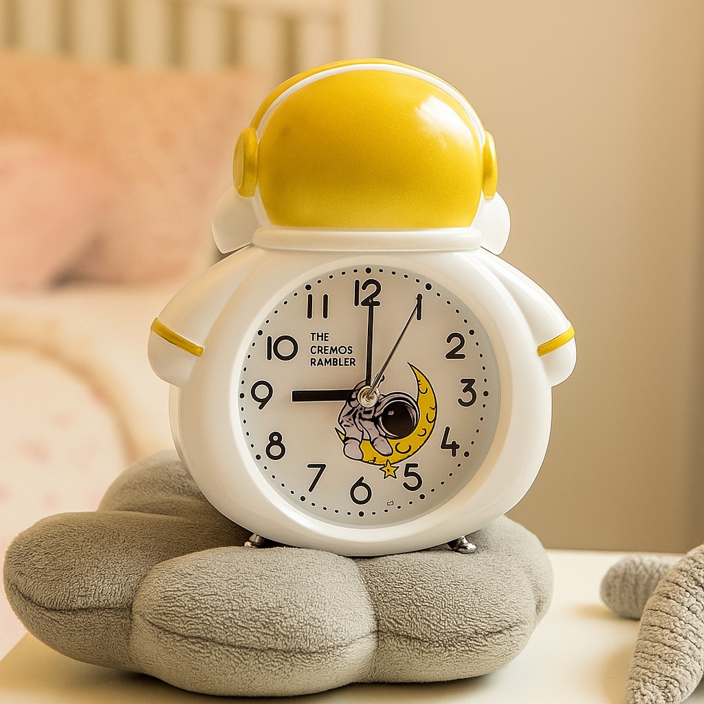 REGAL HOMEWARE Astronaut Alarm Clock, Twin Bell High-End Vintage Metal Alarm Clock with Night Light for Kid's Desk Shelves or Bedside Tabletop Clock
