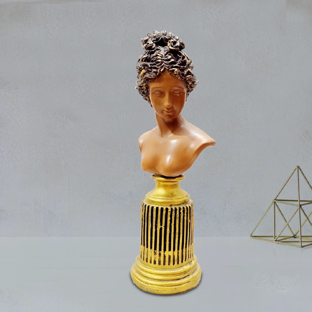 REGAL HOMEWARE Freya Norse Goddess of Love Resin Figurine, Greek Sculpture for Home Decor and Collectible Figurine for Office Bookshelf Art Decor, Retro Accent Gift, Brown