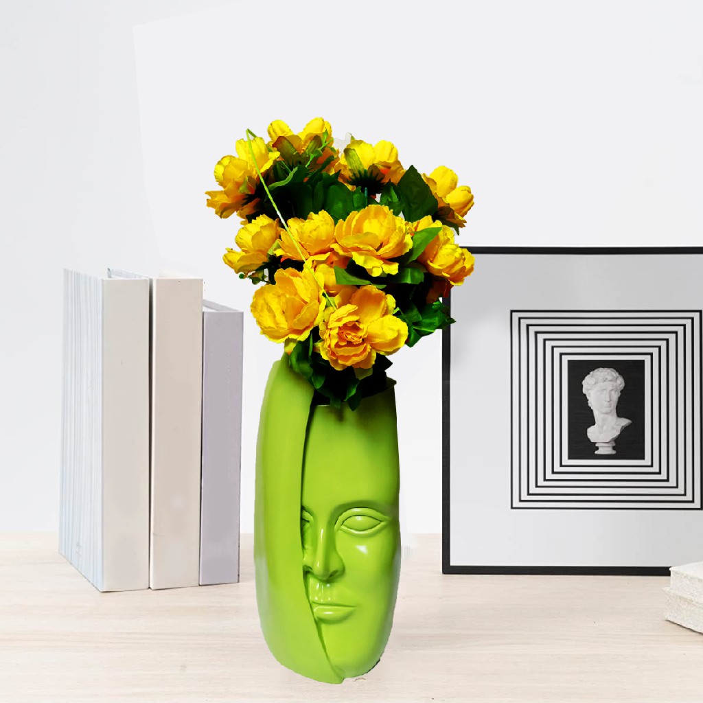 REGAL HOMEWARE Polyresin Flower Vase for Home Decor, Head Shape Vase, Face Vase Unique Design for Decor, Modern Decorative Vase, Centerpiece for Living Room Decoration