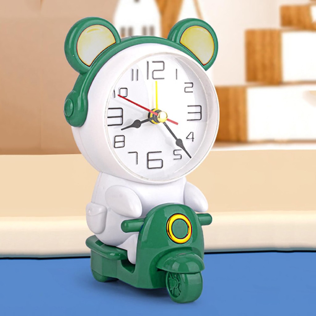REGAL HOMEWARE Cute Alarm Clock,Large Display Analog Clock, Scooter Design Alarm Clock, Designer Clock for Desk, Shelf & Home Decoration | Green