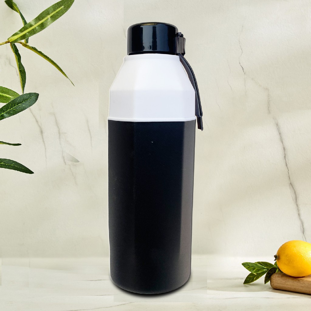 REGAL HOMEWARE Eco-friendly Insulated Steel Bottle, Keeps Hot and Cold for 4 to 6 hours, Steel Water Bottle with Air Tight Cap, Hexa Edge Shape Bottle for School, Office & Home Colour Black